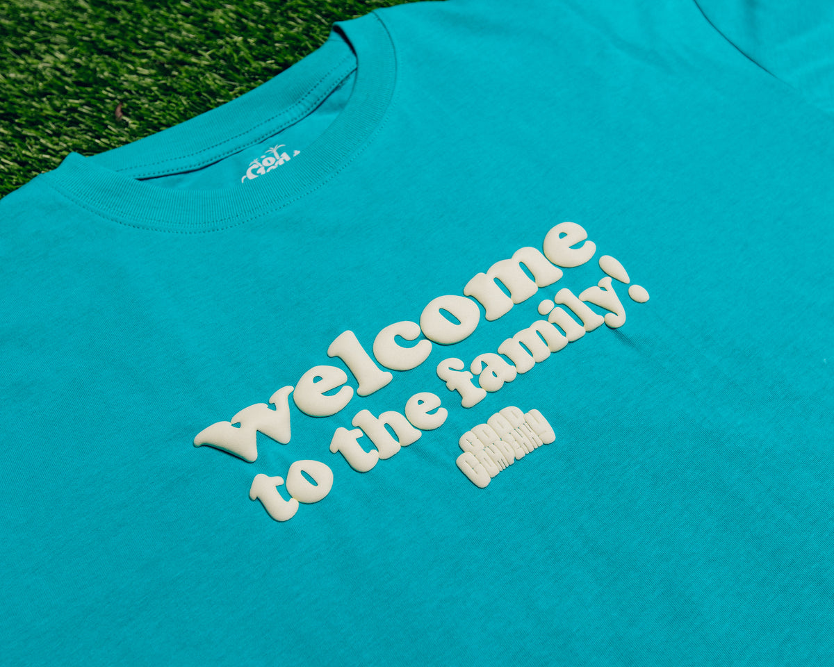 WELCOME TO THE FAMILY "TEAL / CREAM" SHIRT